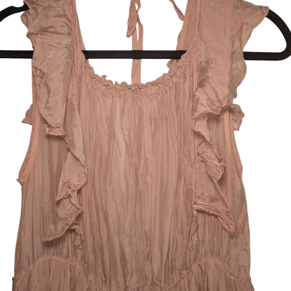 King Kong Stylish Pink Ruffle Maxi Dress - Picture 6 of 9
